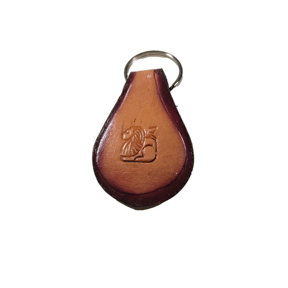 Lion Angel Star Leather Keychain - Picture 2 of 4